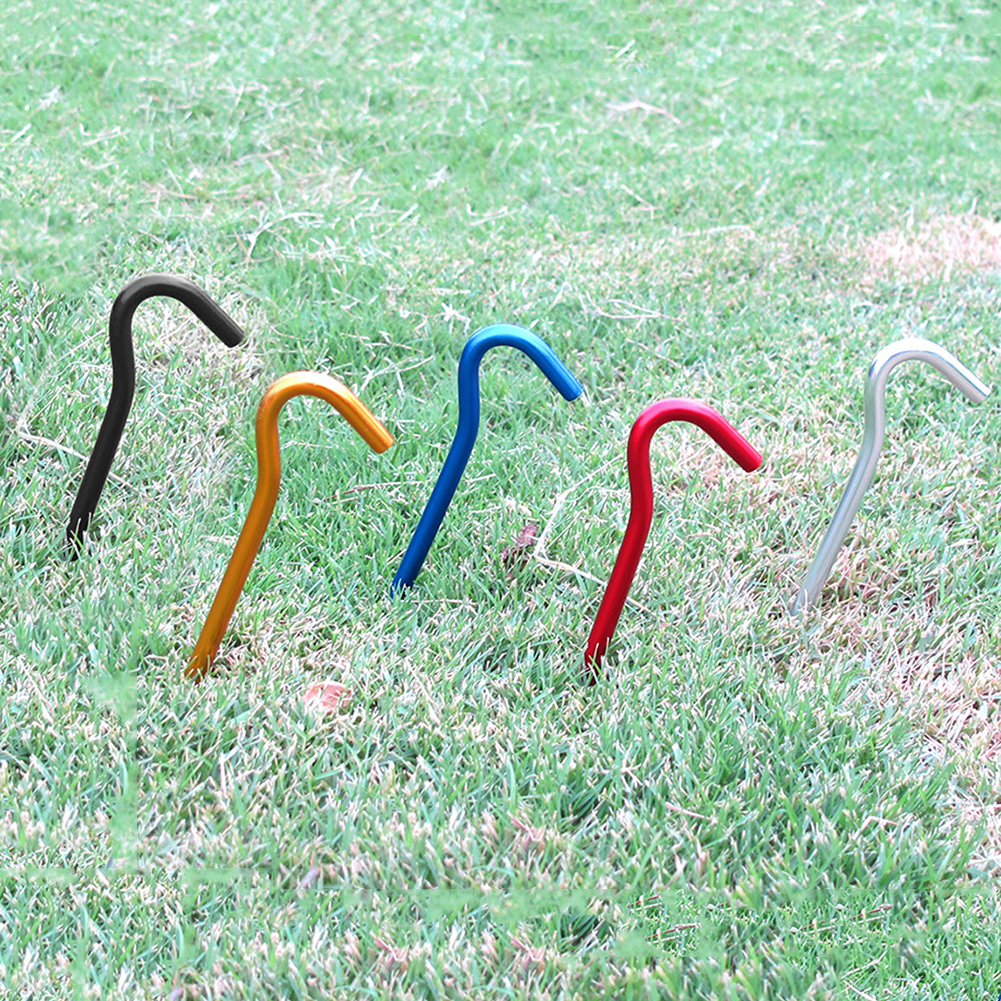 Cheap Goat Tents 10pcs Awning Canopy Tent Nails 18cm Outdoor Aluminium Alloy Nails for Camping Awning Canopy Garden Stakes with Hooks   